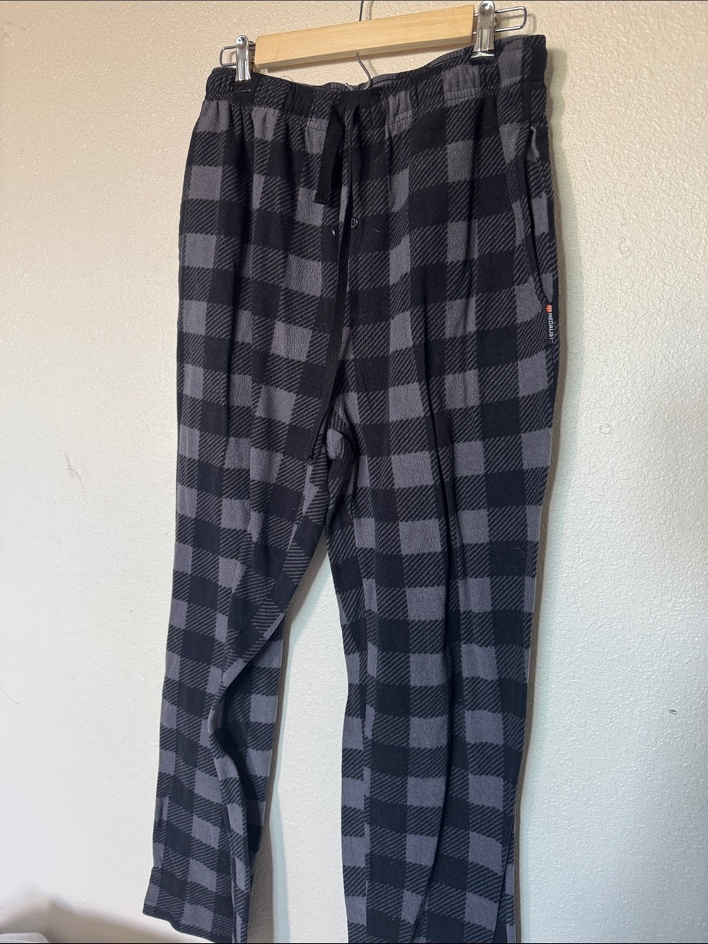 Men's Black and Gray Plaid Jogger Pants with Drawstring Waist